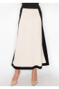 Classic Colorblock Cream and Black Knit Skirt