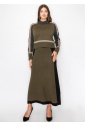 Olive & Black Colorblock Knit Skirt