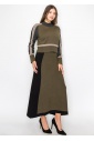 Olive & Black Colorblock Knit Skirt