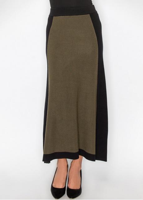 Olive & Black Colorblock Knit Skirt
