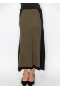 Olive & Black Colorblock Knit Skirt