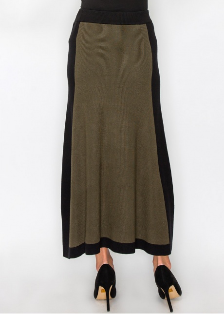 Olive & Black Colorblock Knit Skirt