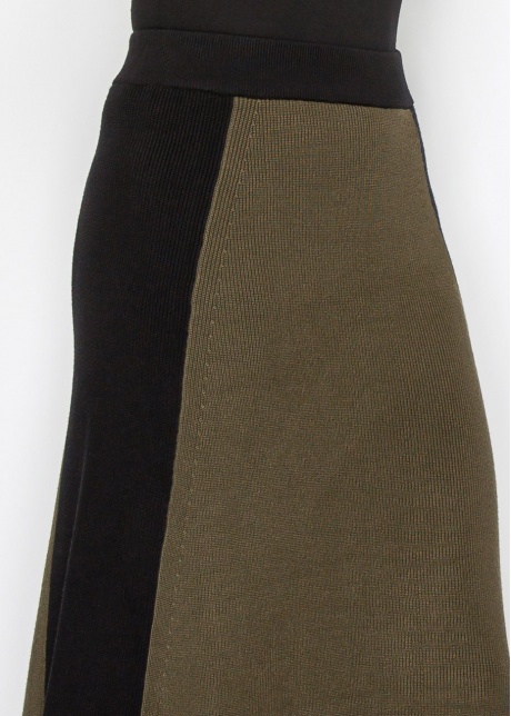 Olive & Black Colorblock Knit Skirt