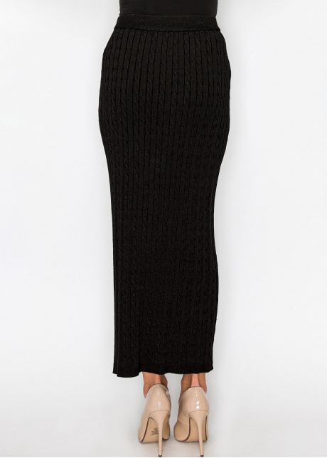 Elegant Black Cable Knit Skirt