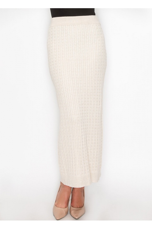 Cable Knit Cream Maxi Skirt