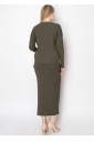 Olive Cable-Knit Long Skirt