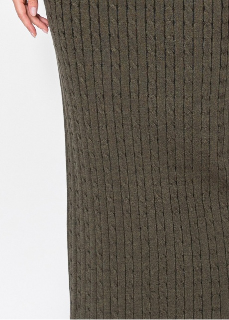 Olive Cable-Knit Long Skirt