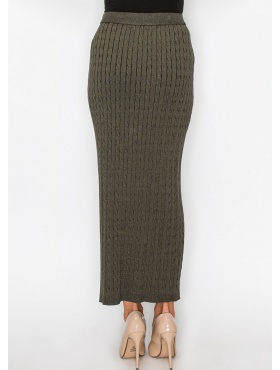 Olive & Black Colorblock Knit Skirt | Modest Women Clothing