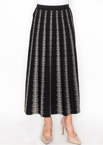 Black and Gold Striped Knit Skirt