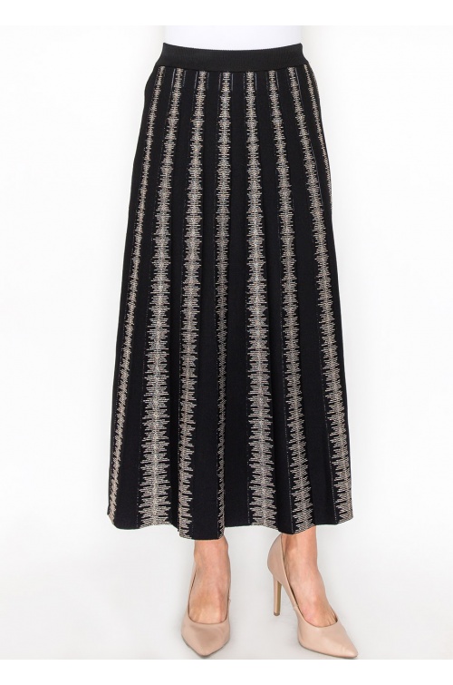 Black and Gold Striped Knit Skirt