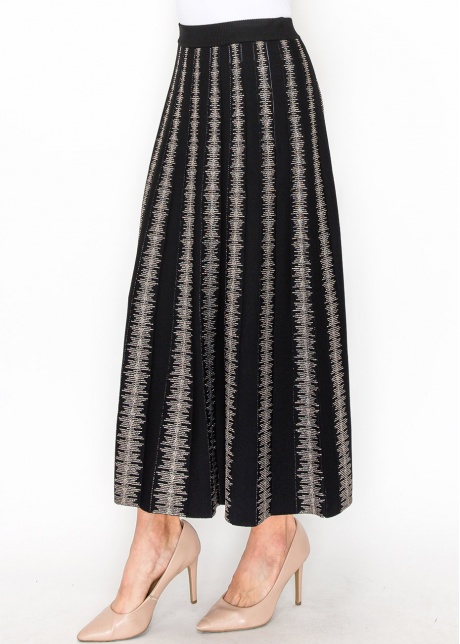 Black and Gold Striped Knit Skirt
