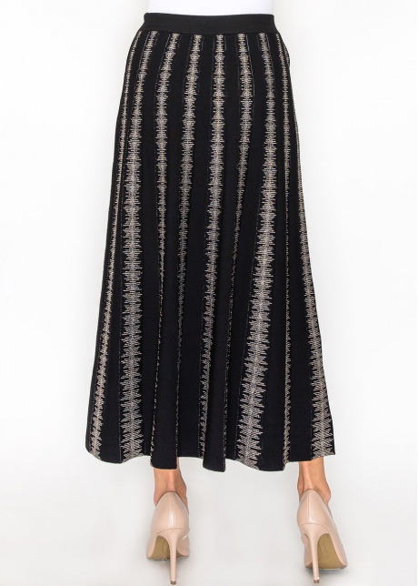 Black and Gold Striped Knit Skirt