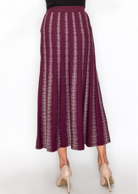 Burgundy Skirt with Metallic Stripe Details