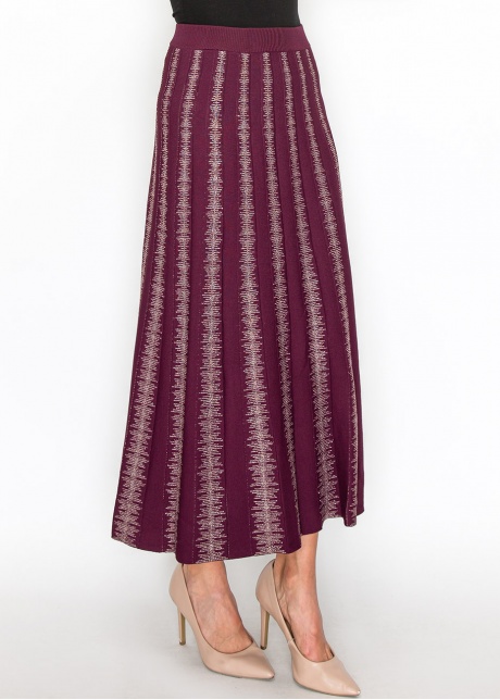 Burgundy Skirt with Metallic Stripe Details