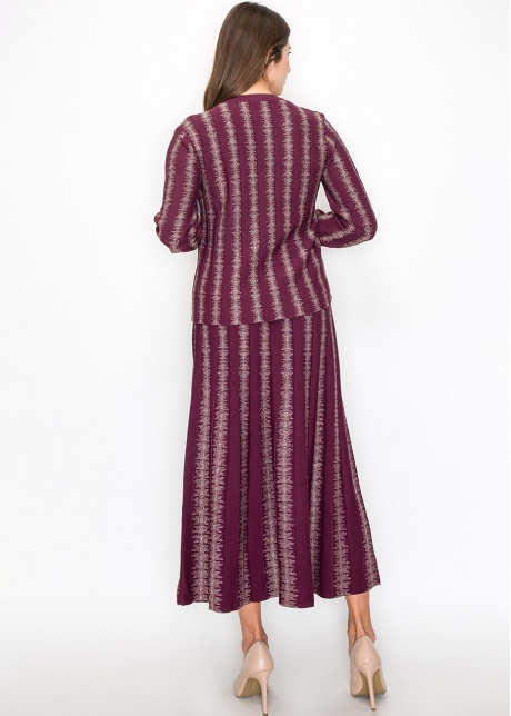 Burgundy Top with Shimmering Stripe Details