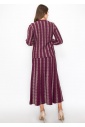 Burgundy Skirt with Metallic Stripe Details