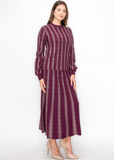Burgundy Top with Shimmering Stripe Details
