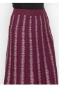 Burgundy Skirt with Metallic Stripe Details