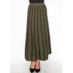 Classic Olive Striped Midi Skirt