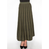 Classic Olive Striped Midi Skirt
