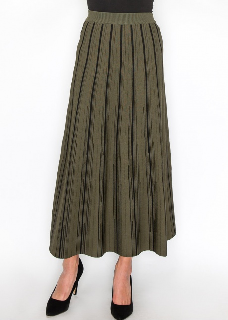 Classic Olive Striped Midi Skirt
