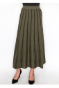 Classic Olive Striped Midi Skirt