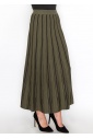 Classic Olive Striped Midi Skirt