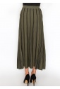 Classic Olive Striped Midi Skirt