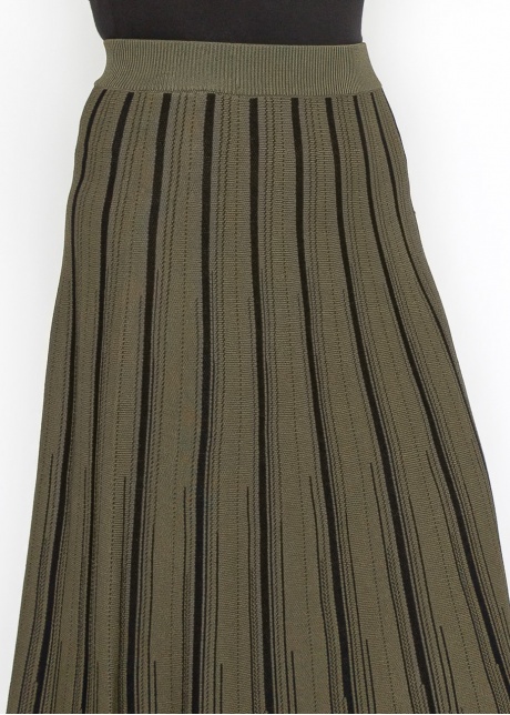 Classic Olive Striped Midi Skirt