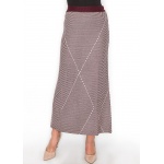 Burgundy & White Patterned Maxi Skirt