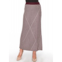 Burgundy & White Patterned Maxi Skirt