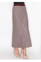 Burgundy & White Patterned Maxi Skirt