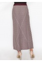 Burgundy & White Patterned Maxi Skirt