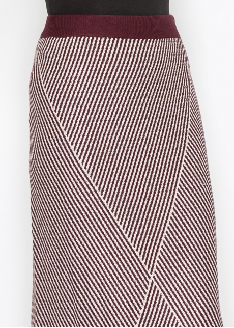 Burgundy & White Patterned Maxi Skirt