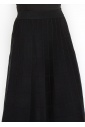 Grid-Knit Black A-Line Skirt