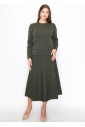 Olive Grid A-Line Knit Skirt