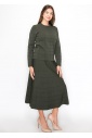 Olive Grid A-Line Knit Skirt