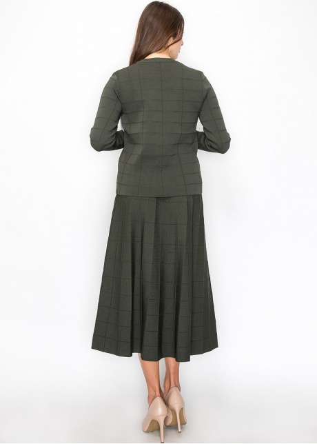 Olive Grid A-Line Knit Skirt