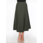 Olive Grid A-Line Knit Skirt