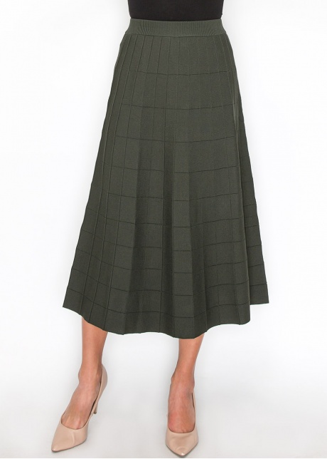 Olive Grid A-Line Knit Skirt