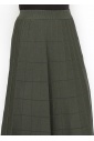 Olive Grid A-Line Knit Skirt