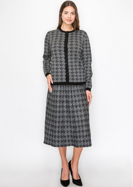 Timeless Houndstooth Knit Cardigan