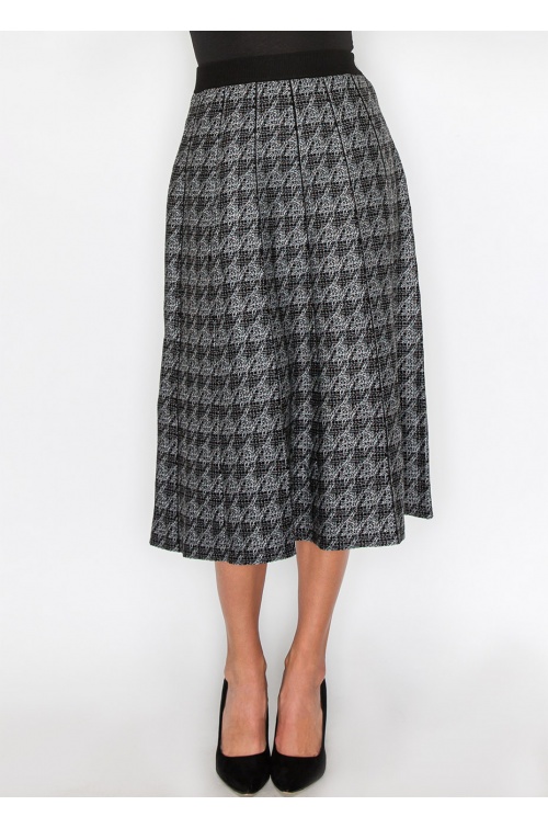 Black Houndstooth Flair Skirt