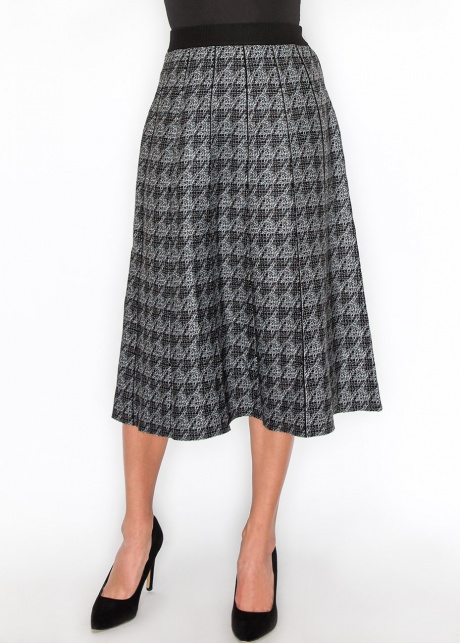 Black Houndstooth Flair Skirt