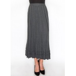 Grey Knit Skirt with Ruffle Hem