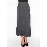 Grey Knit Skirt with Ruffle Hem