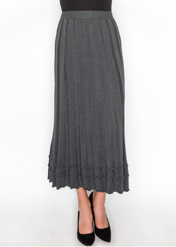 Grey Knit Skirt with Ruffle Hem
