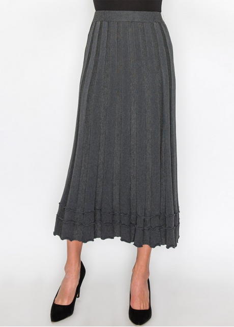 Grey Knit Skirt with Ruffle Hem