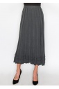 Grey Knit Skirt with Ruffle Hem