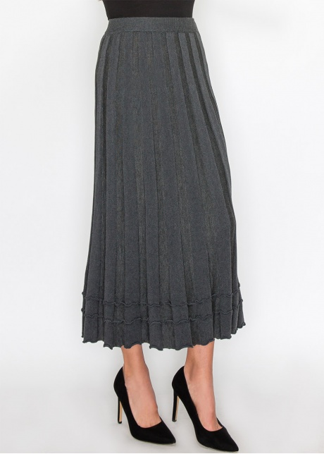 Grey Knit Skirt with Ruffle Hem